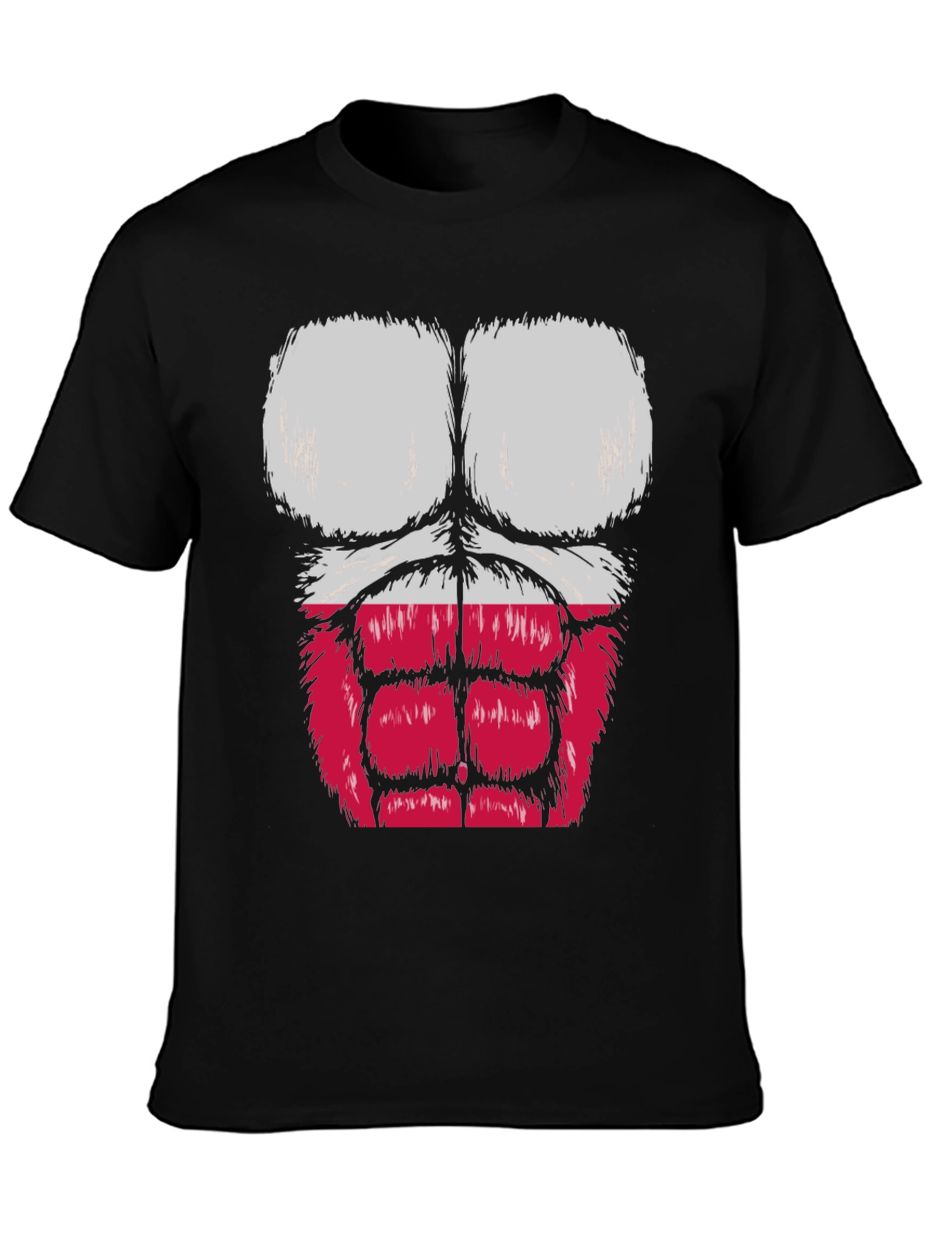 Funny Muscle Chest Poland Flag Graphic Tee