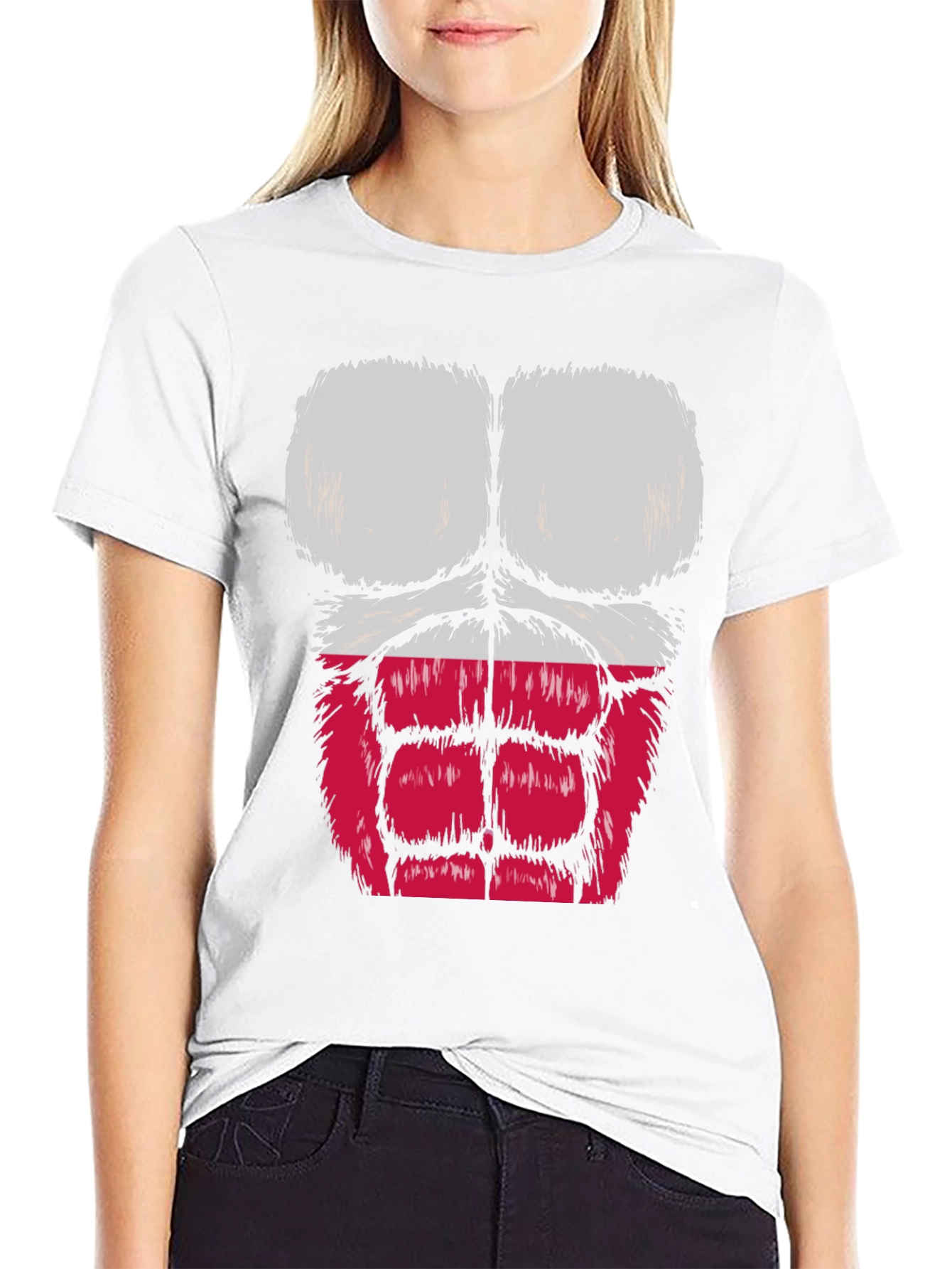 Funny Muscle Chest Poland Flag Graphic Tee