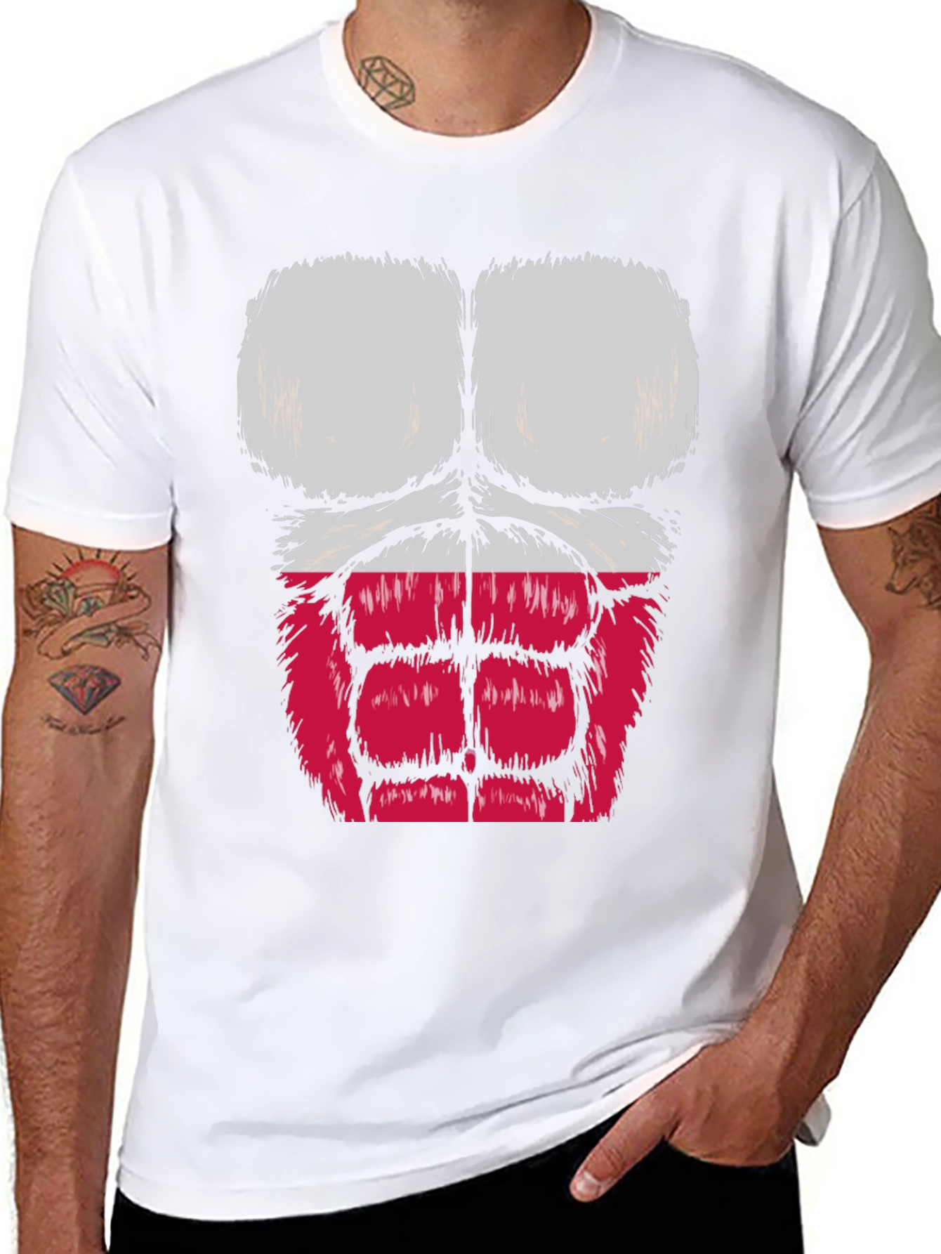 Funny Muscle Chest Poland Flag Graphic Tee