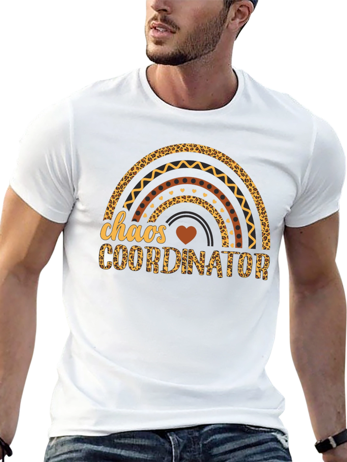 Chaos Coordinator Leopard Rainbow Graphic T-Shirt