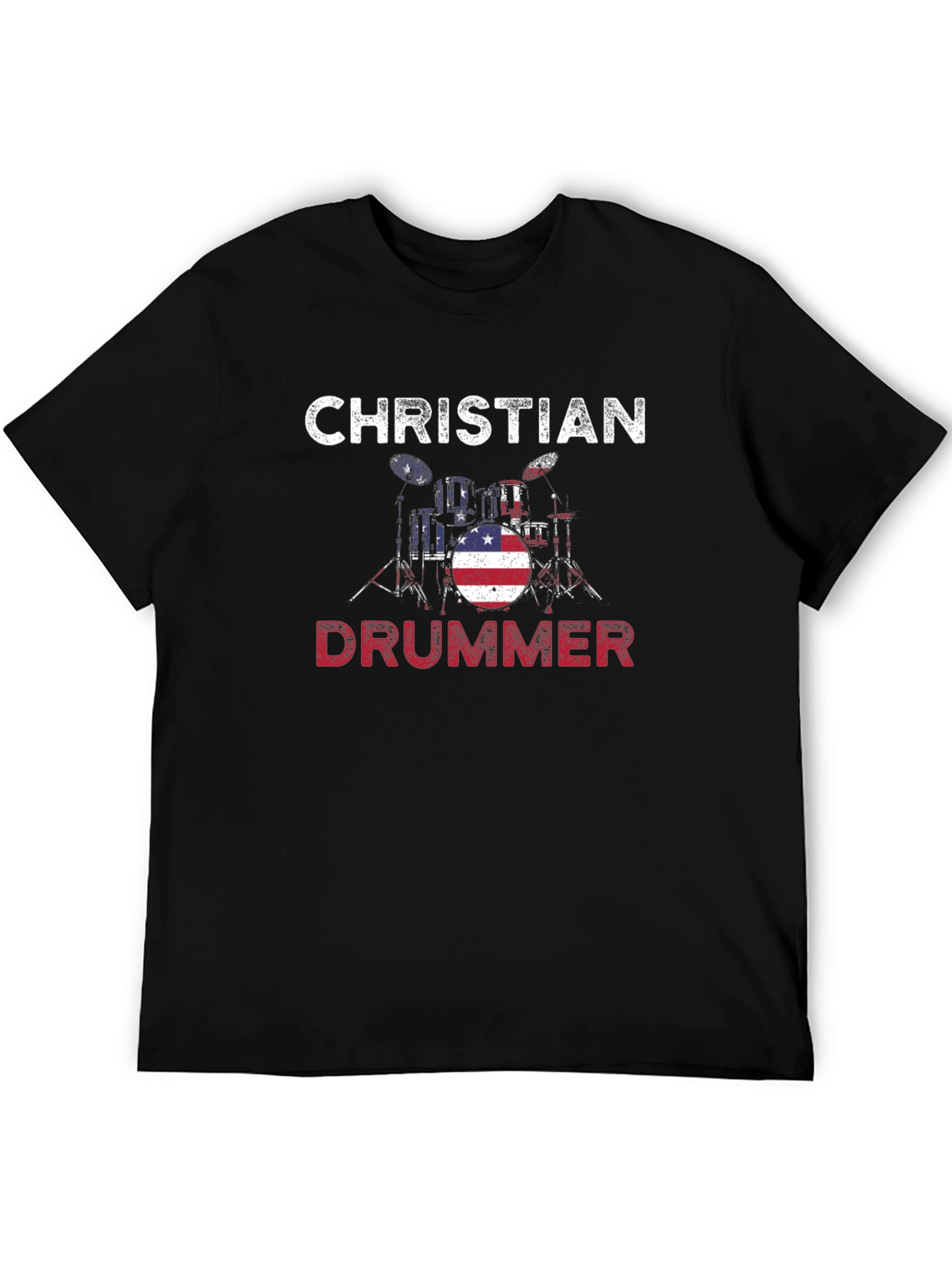 Christian Drummer American Flag T-Shirt
