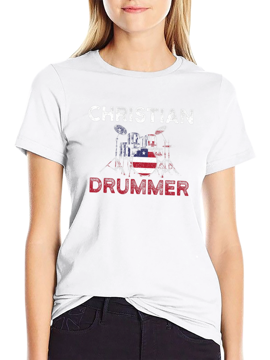 Christian Drummer American Flag T-Shirt
