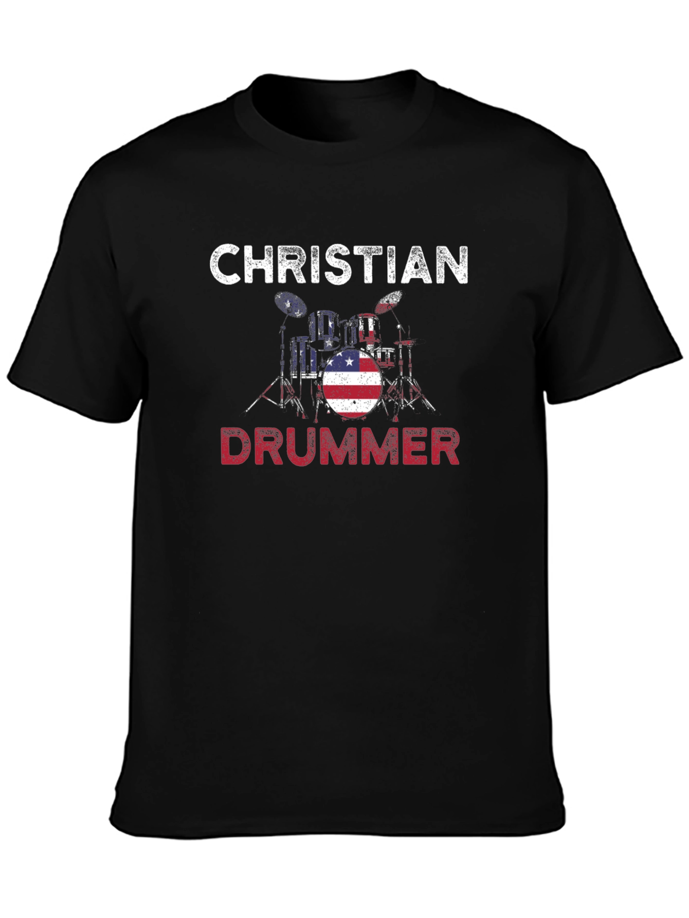 Christian Drummer American Flag T-Shirt