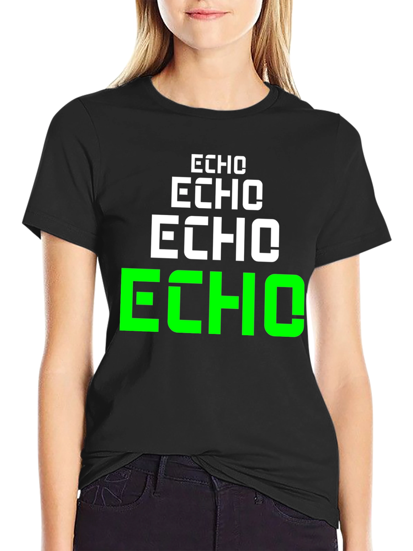 Echo Graphic Tee - Black Cotton Short Sleeve T-Shirt