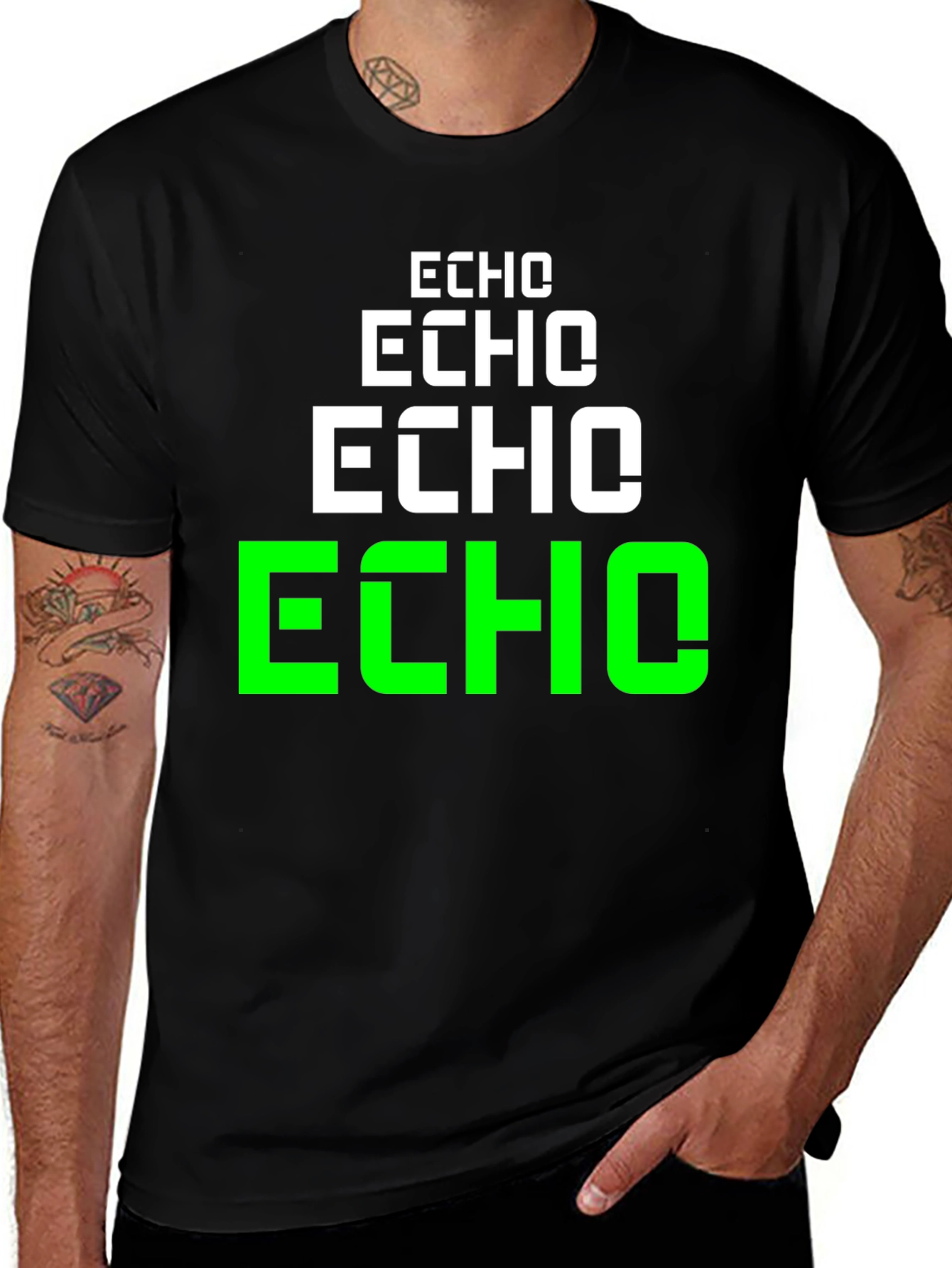 Echo Graphic Tee - Black Cotton Short Sleeve T-Shirt