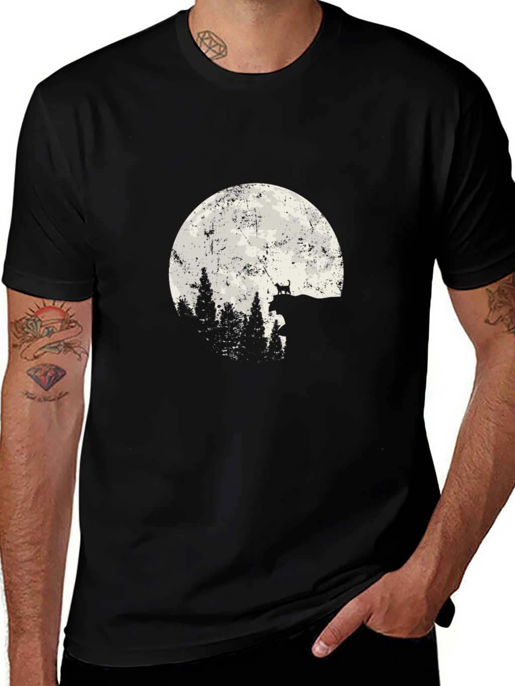 Wolf Moon Forest T-Shirt - Black