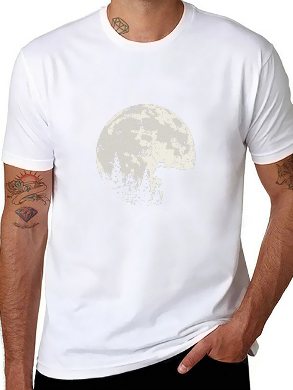Wolf Moon Forest T-Shirt - Black