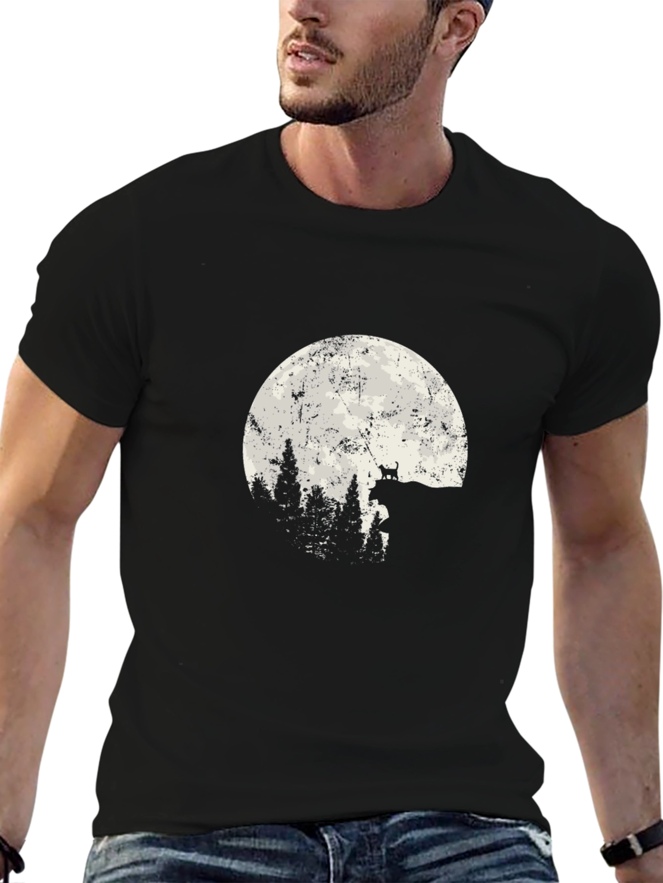 Wolf Moon Forest T-Shirt - Black