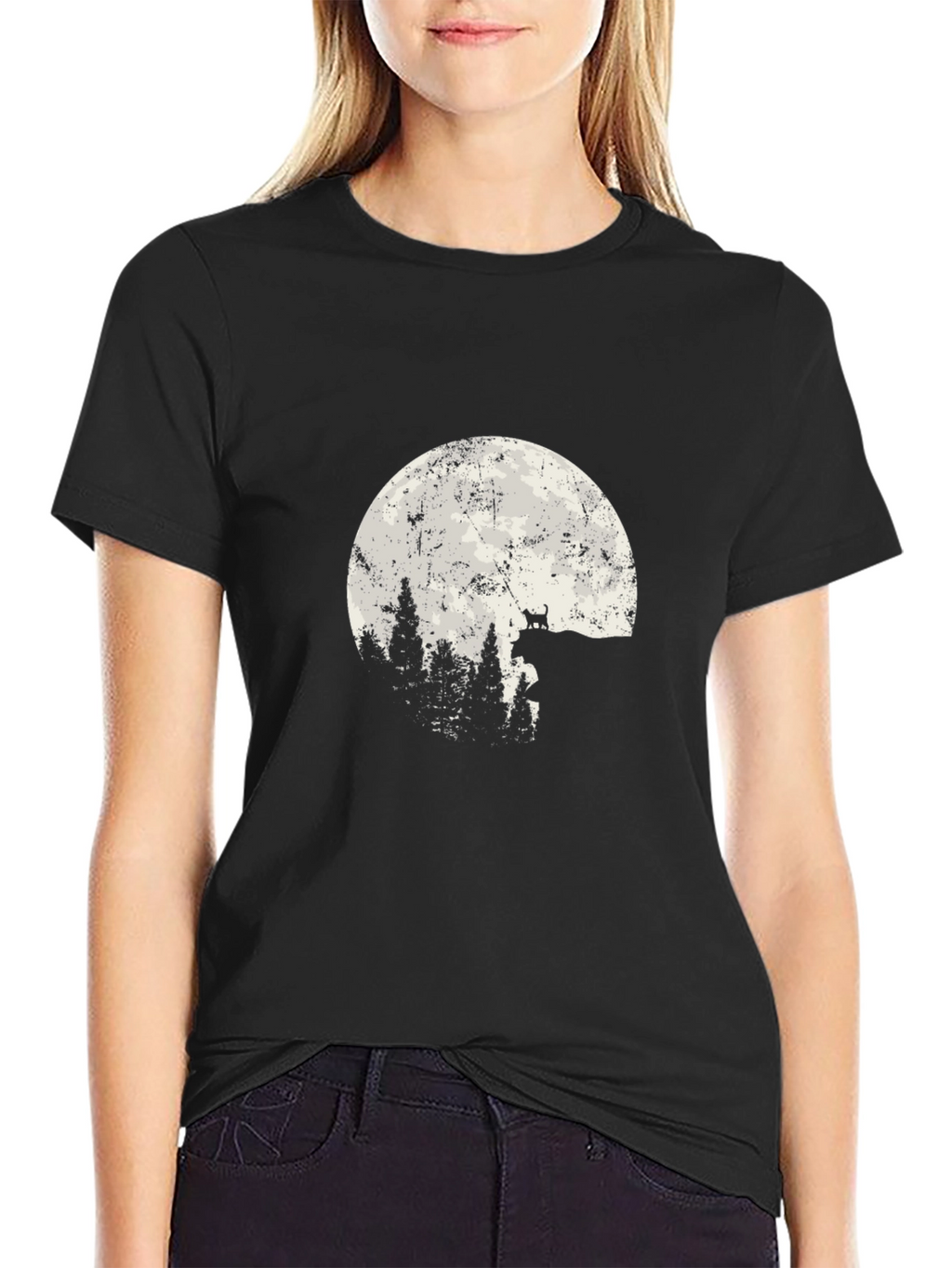 Wolf Moon Forest T-Shirt - Black