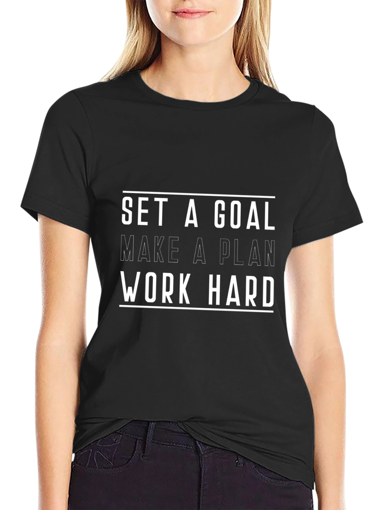 Motivational Graphic Tee - Set A Goal Work Hard