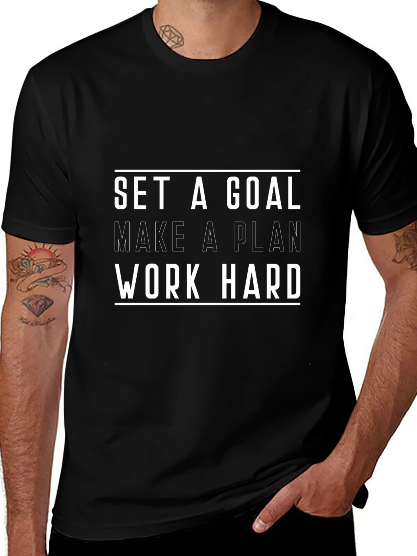 Motivational Graphic Tee - Set A Goal Work Hard
