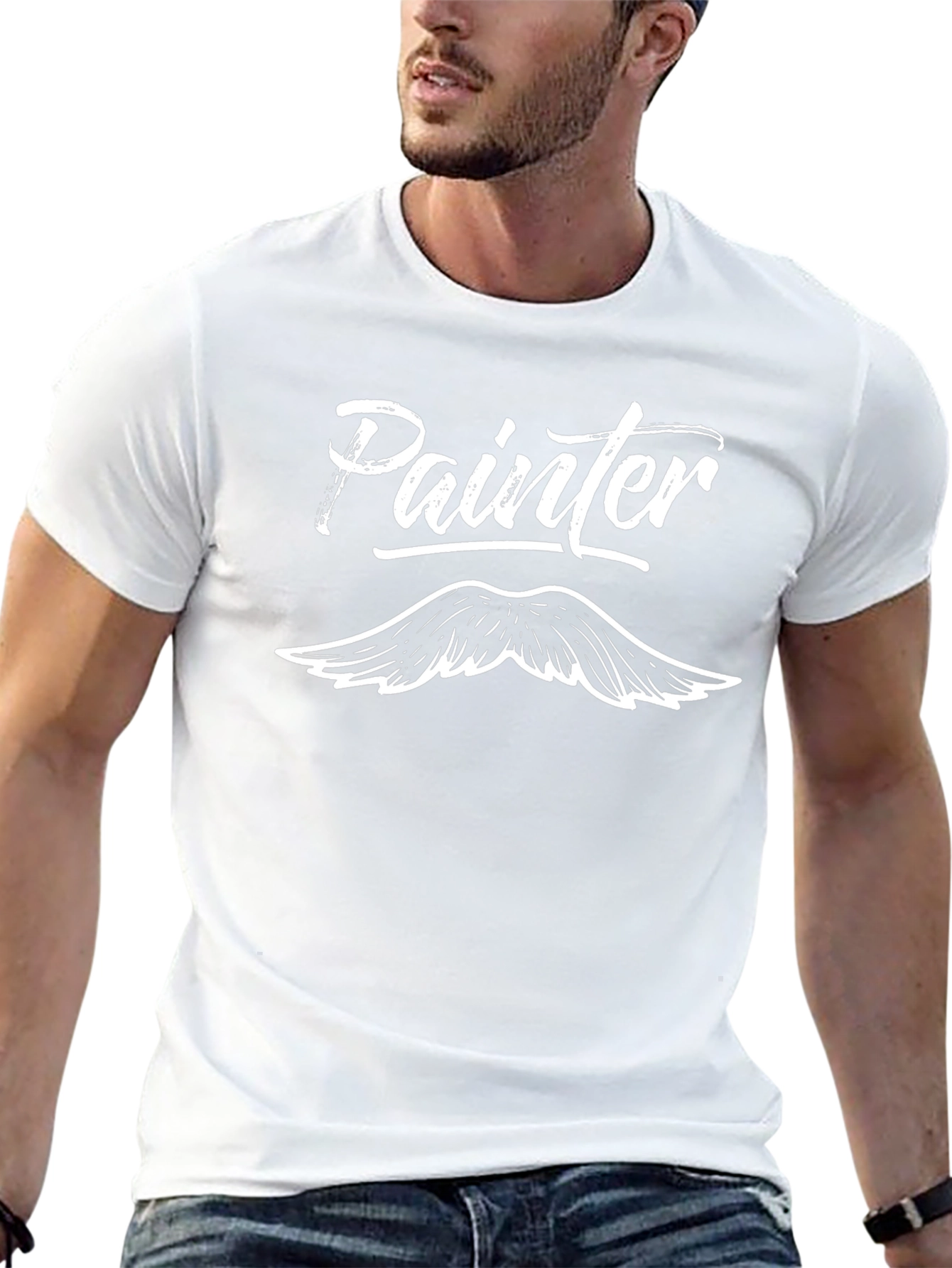 Painter Moustache Black Graphic Tee