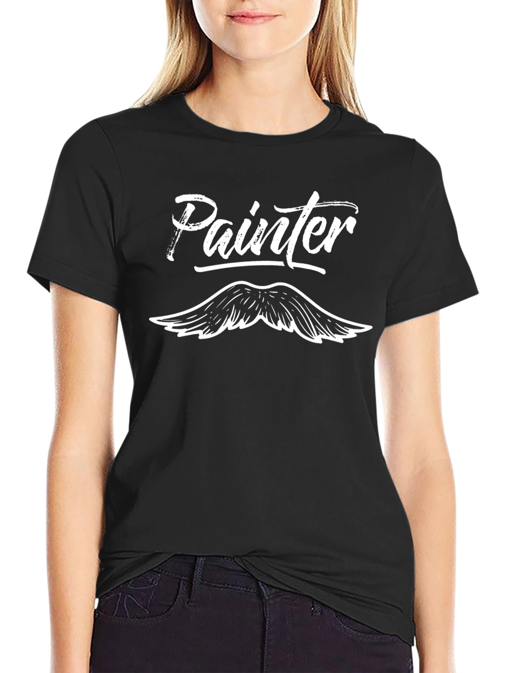 Painter Moustache Black Graphic Tee
