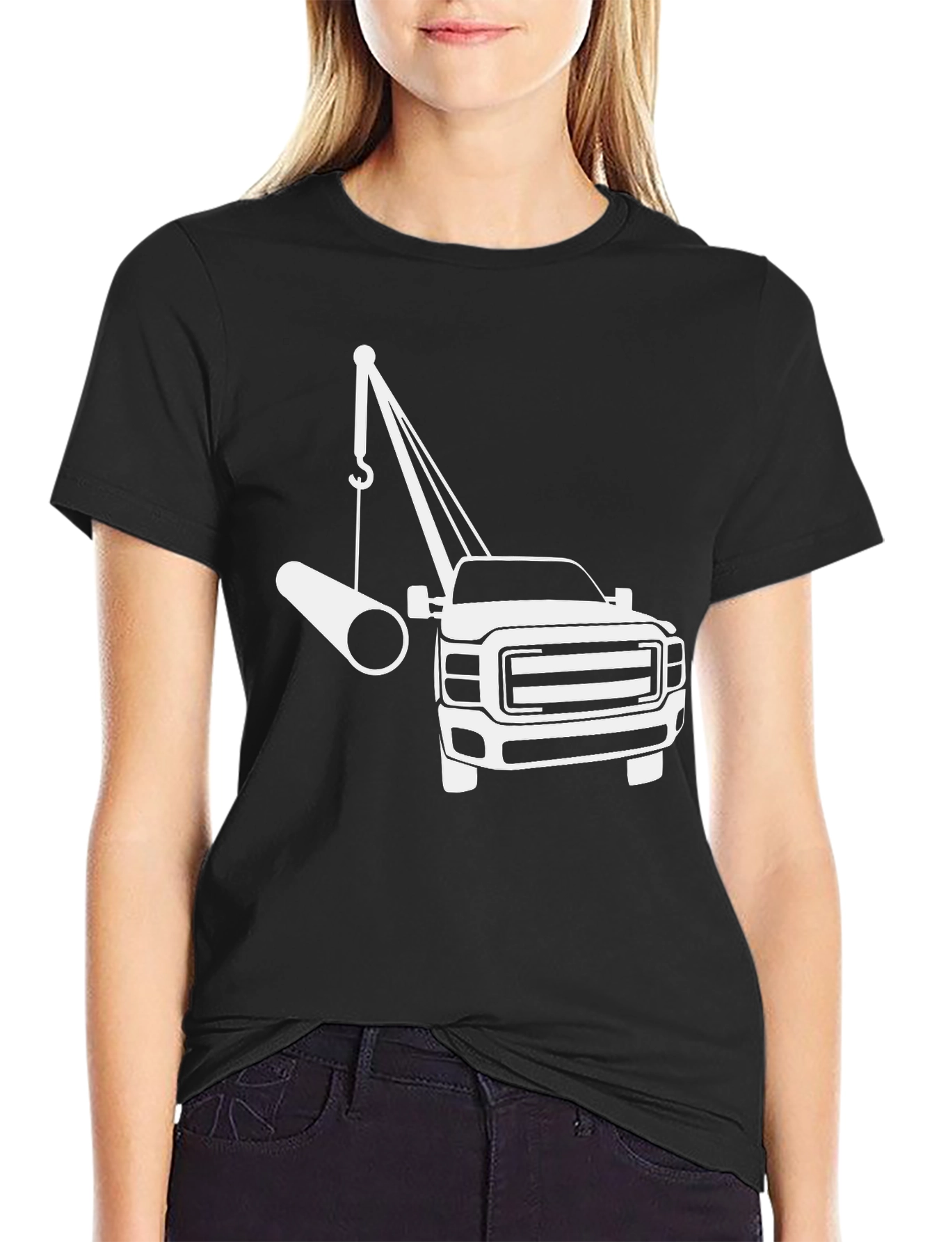 Crane Truck T-Shirt - Black Graphic Tee