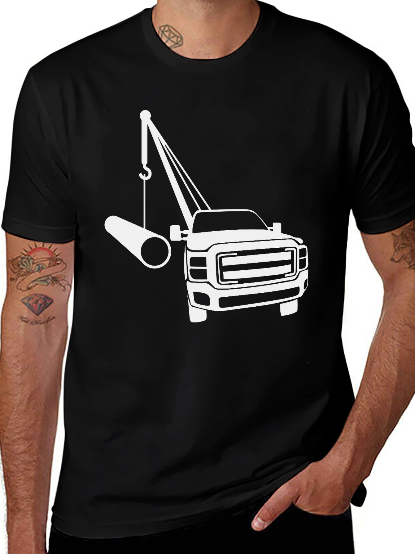 Crane Truck T-Shirt - Black Graphic Tee