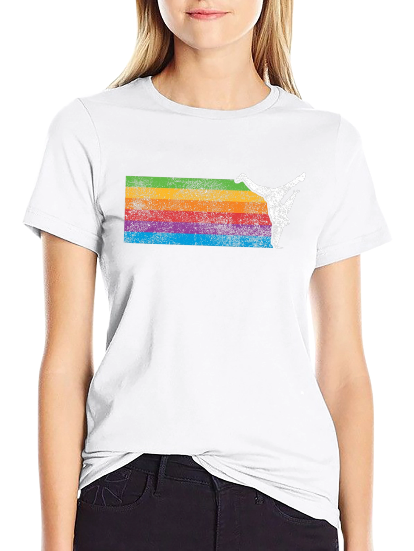 Retro Rainbow Breakdancer Graphic Tee