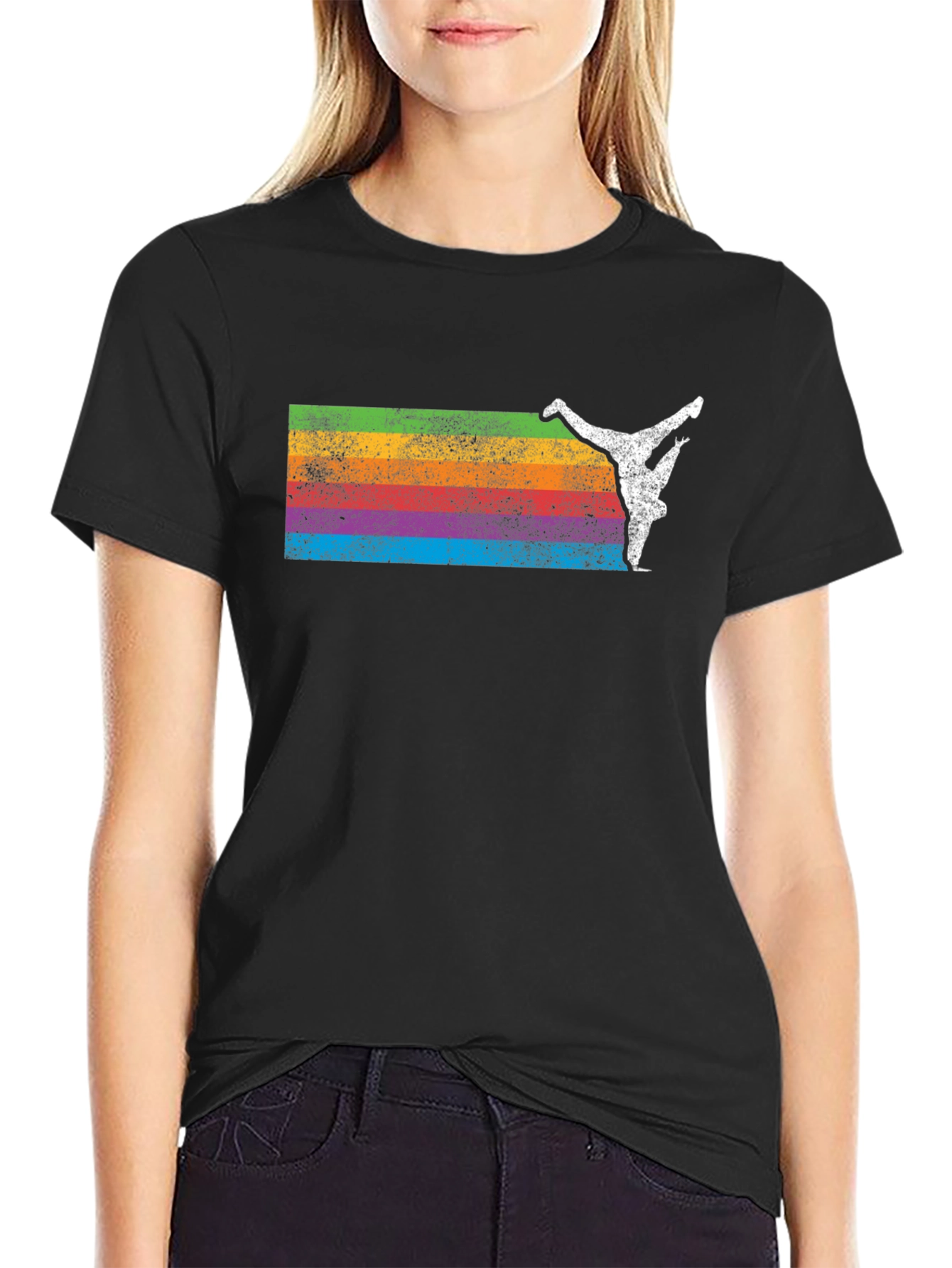 Retro Rainbow Breakdancer Graphic Tee
