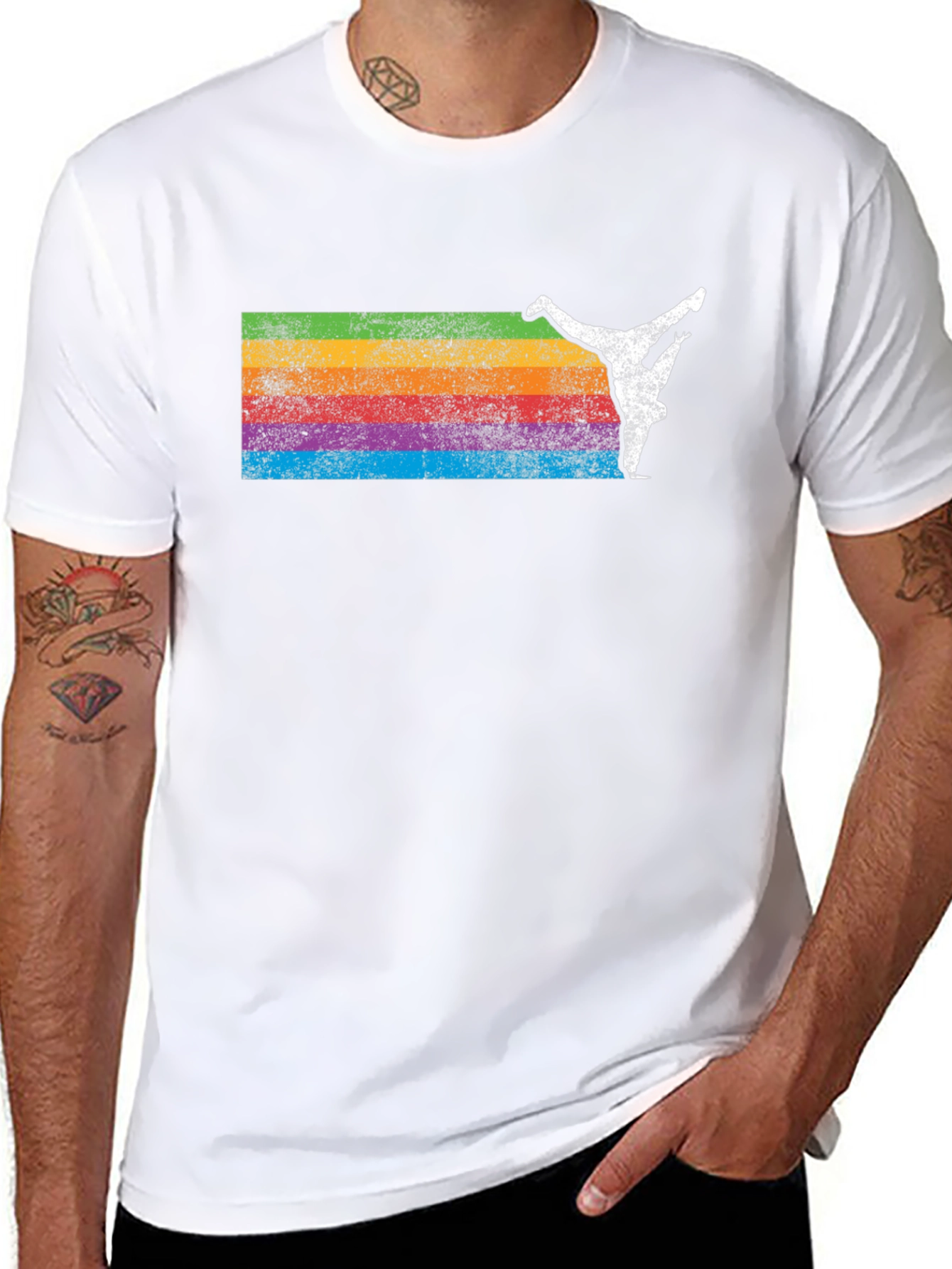 Retro Rainbow Breakdancer Graphic Tee
