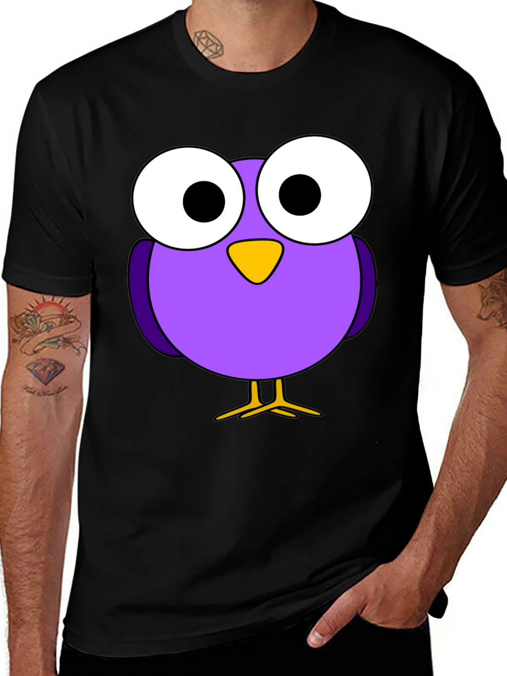 Cartoon Bird Graphic T-Shirt