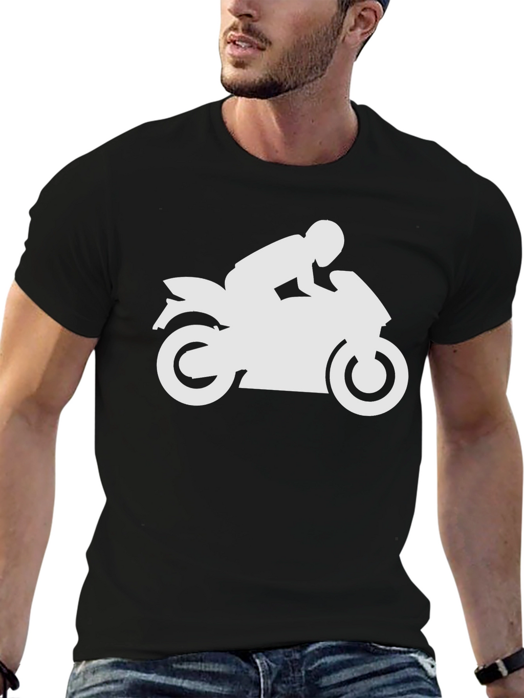 Motorcycle Rider Graphic T-Shirt - Black