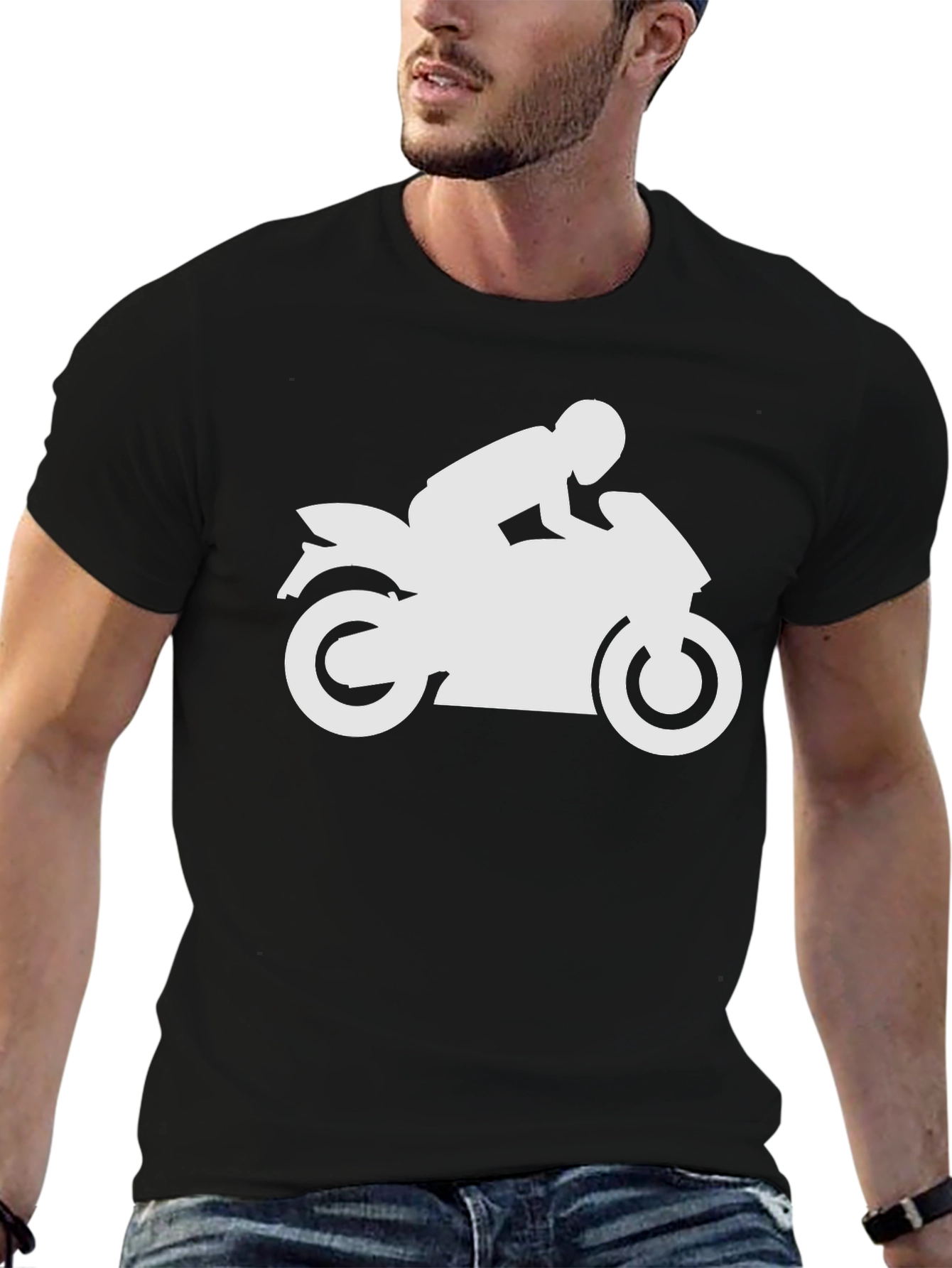 Motorcycle Rider Graphic T-Shirt - Black