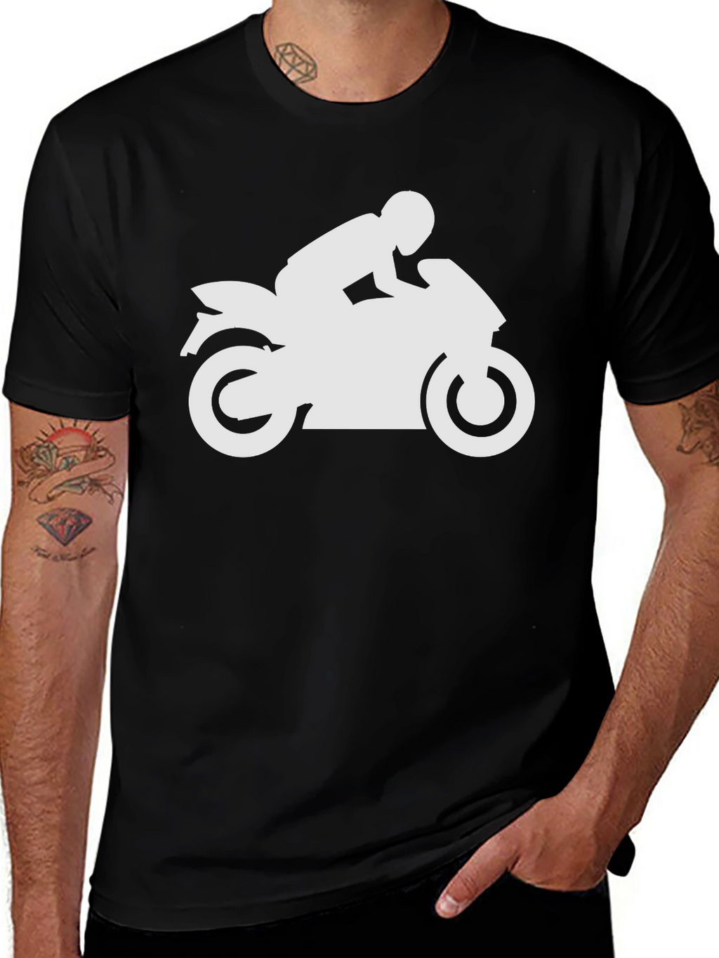 Motorcycle Rider Graphic T-Shirt - Black