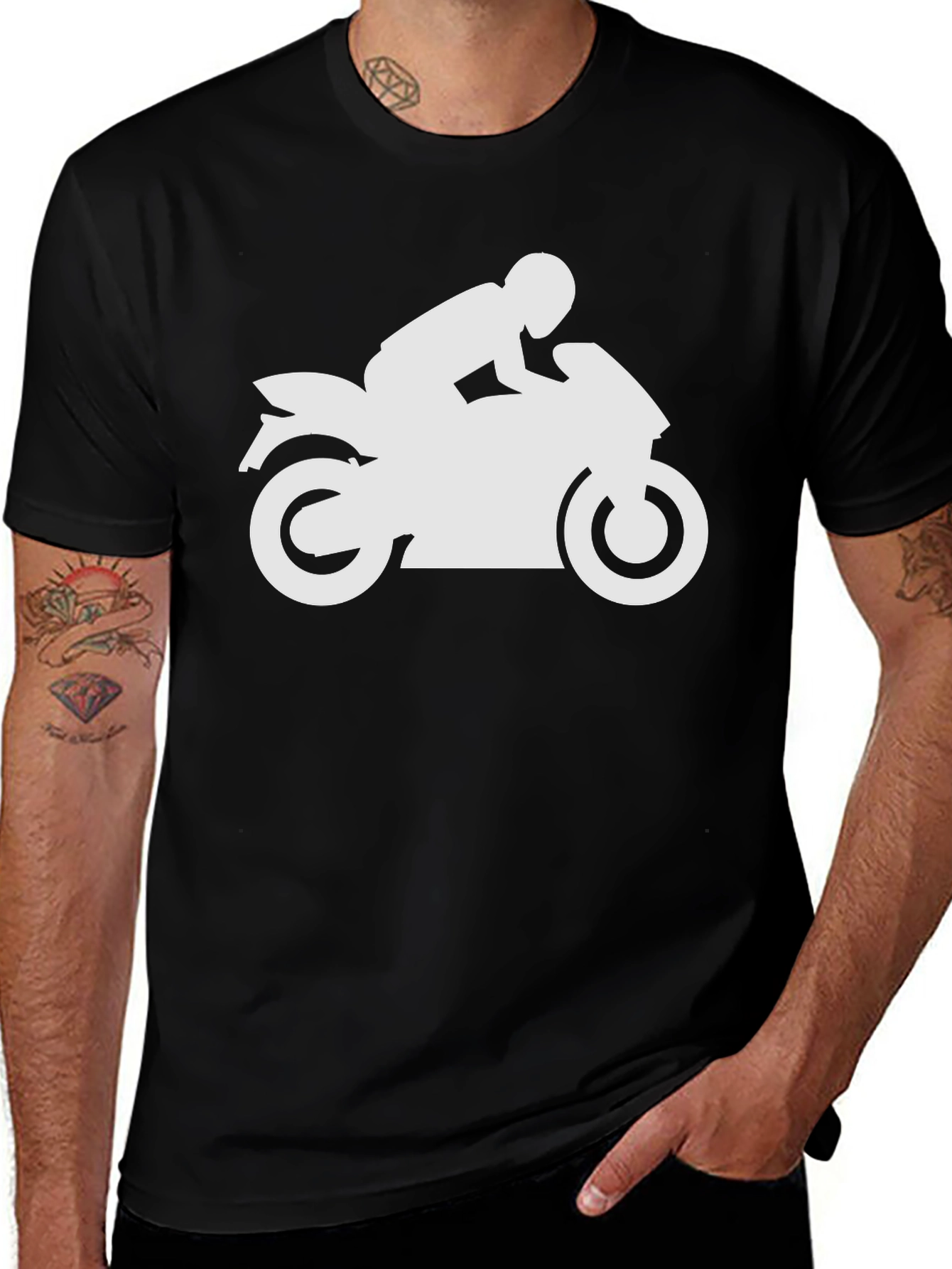 Motorcycle Rider Graphic T-Shirt - Black