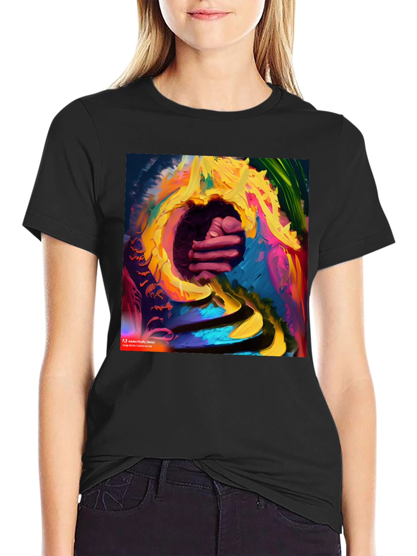 Abstract Art Graphic T-Shirt - Colorful Hand Design