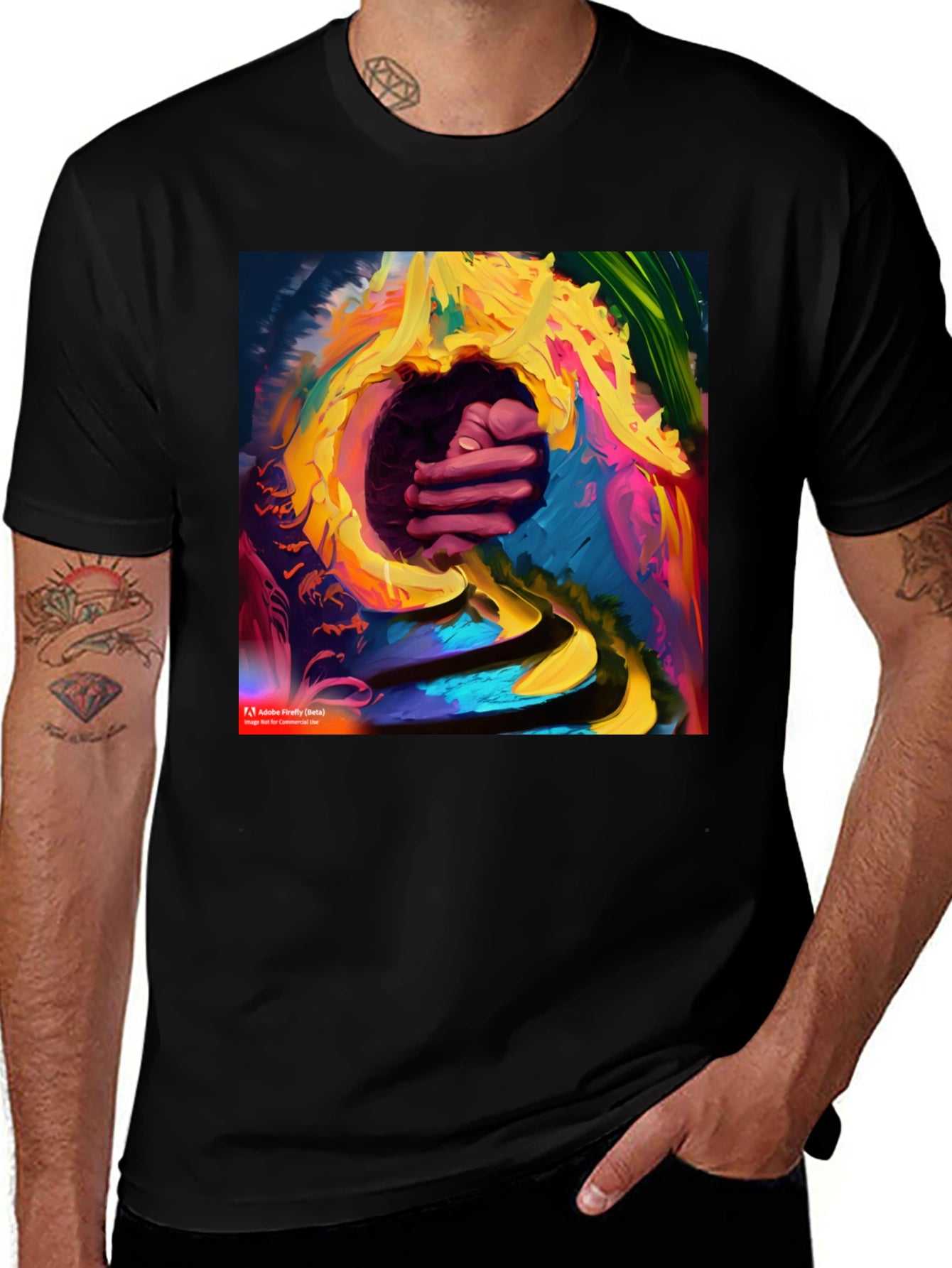 Abstract Art Graphic T-Shirt - Colorful Hand Design