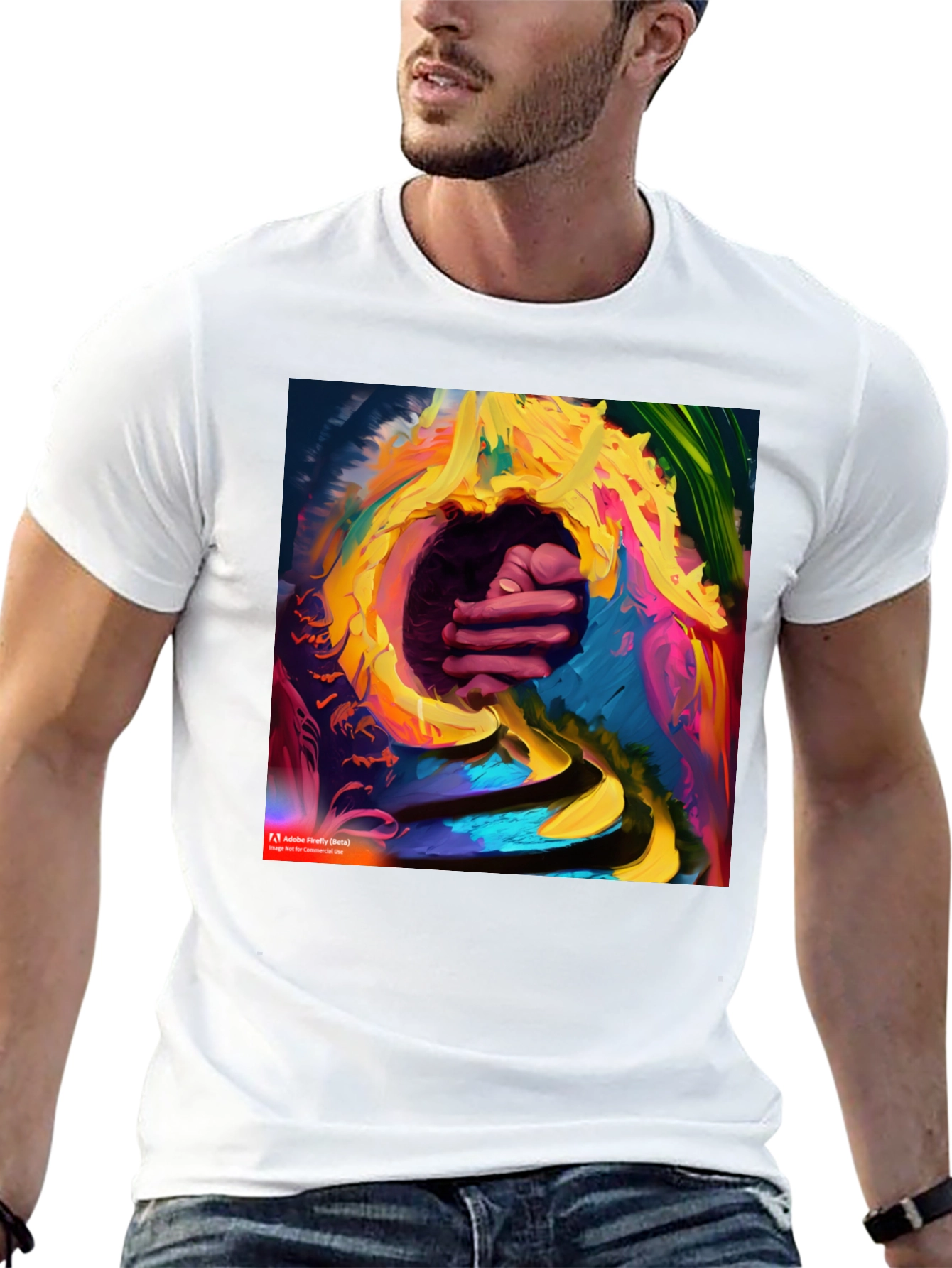 Abstract Art Graphic T-Shirt - Colorful Hand Design