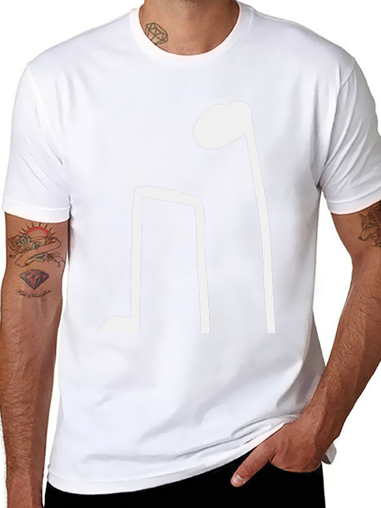 Black T-Shirt with Musical Note Design