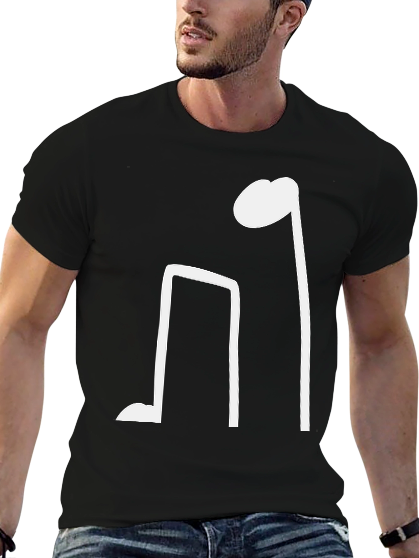 Black T-Shirt with Musical Note Design