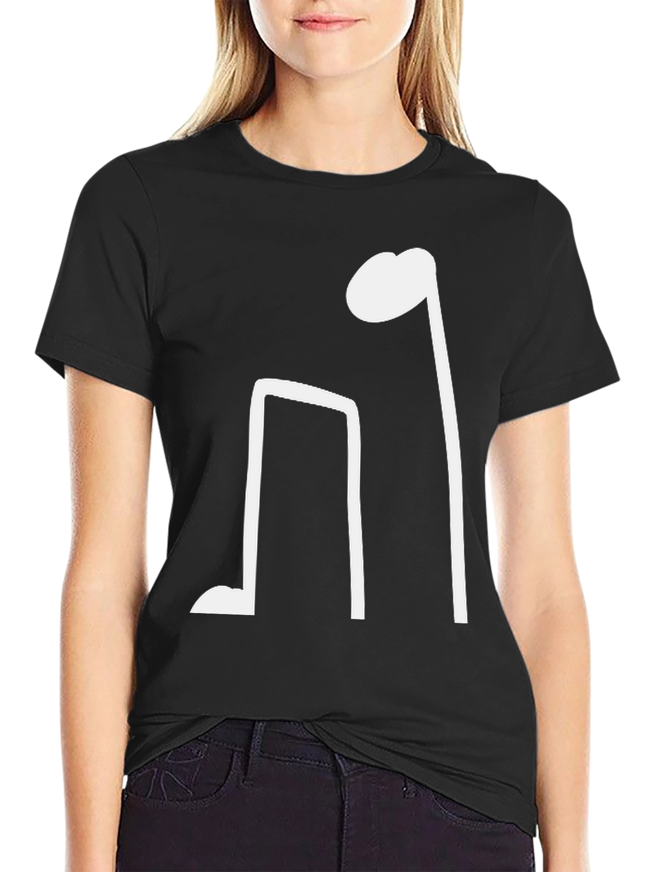 Black T-Shirt with Musical Note Design