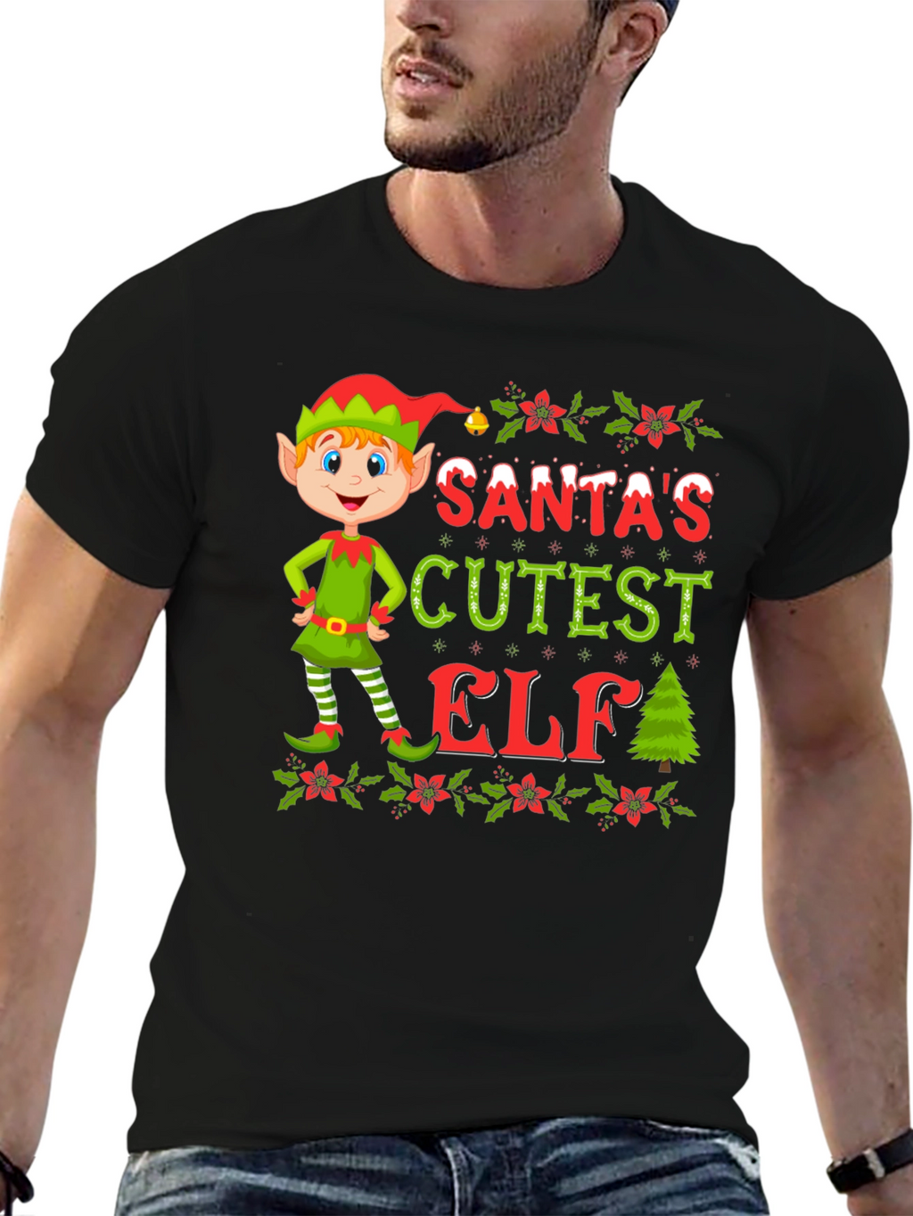 Santas Cutest Elf Christmas T-Shirt