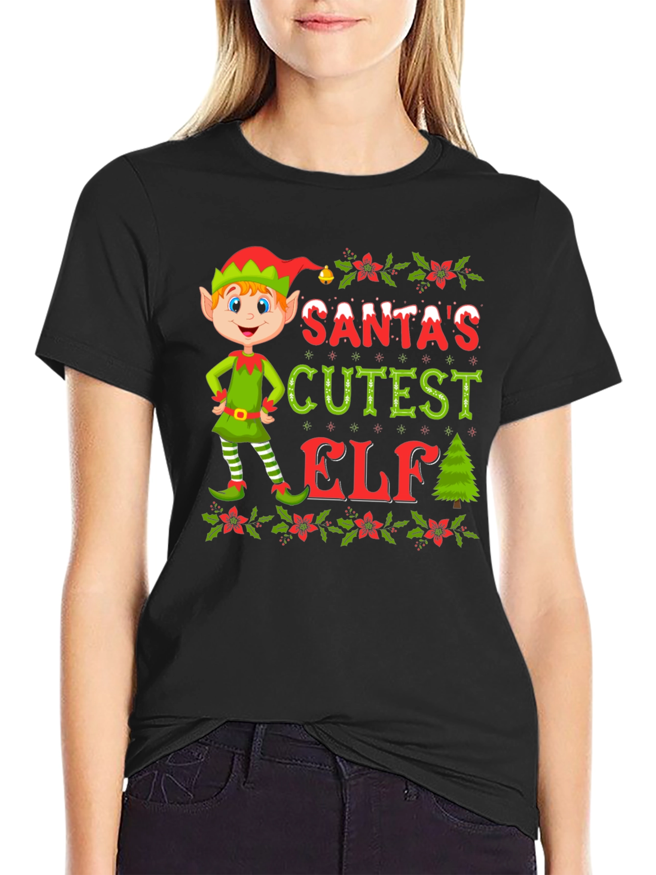 Santas Cutest Elf Christmas T-Shirt