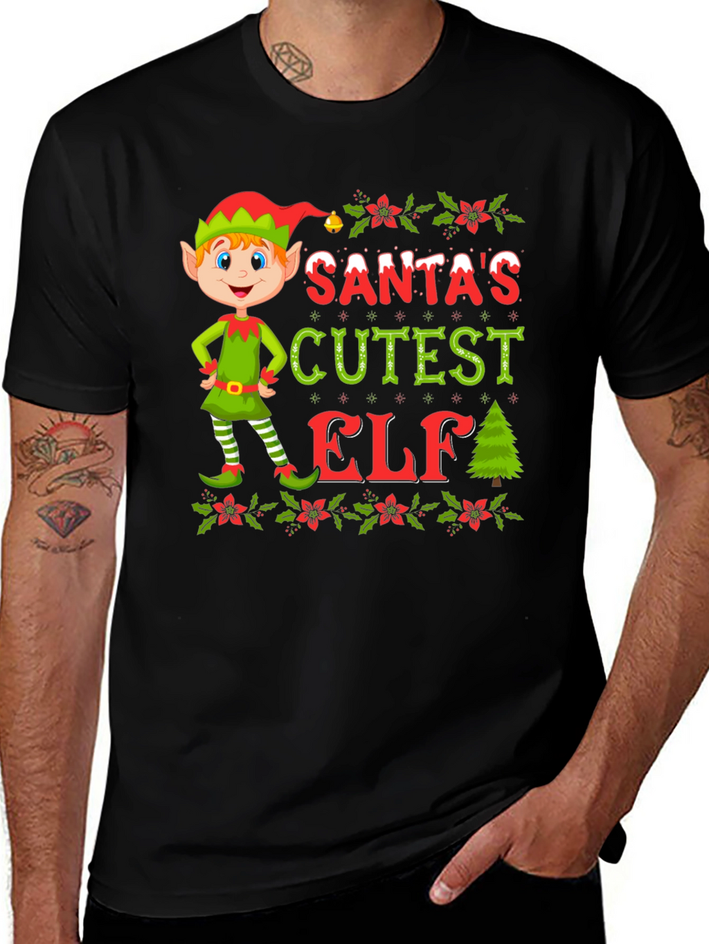 Santas Cutest Elf Christmas T-Shirt