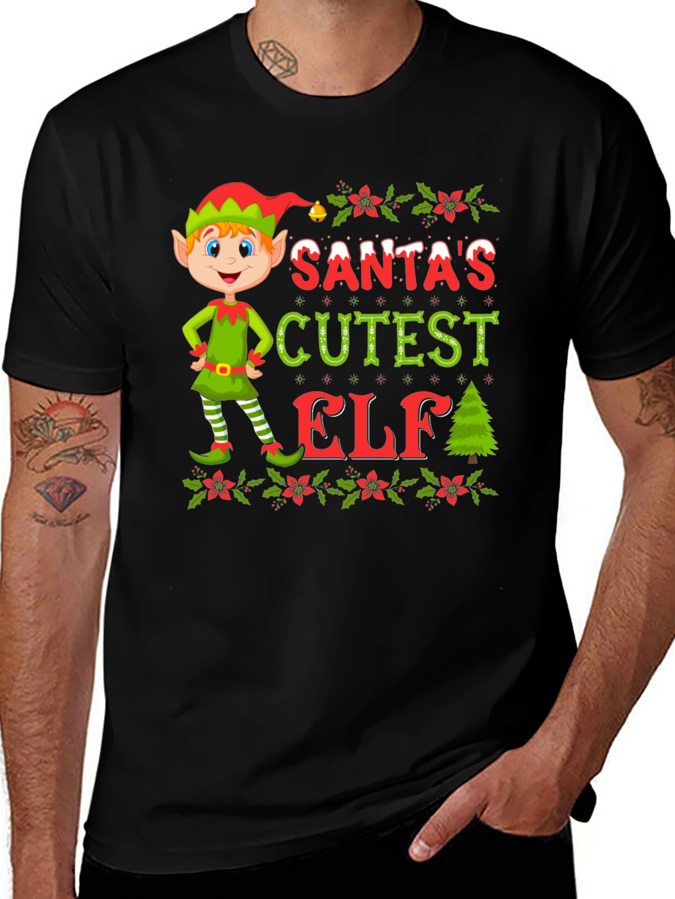 Santas Cutest Elf Christmas T-Shirt