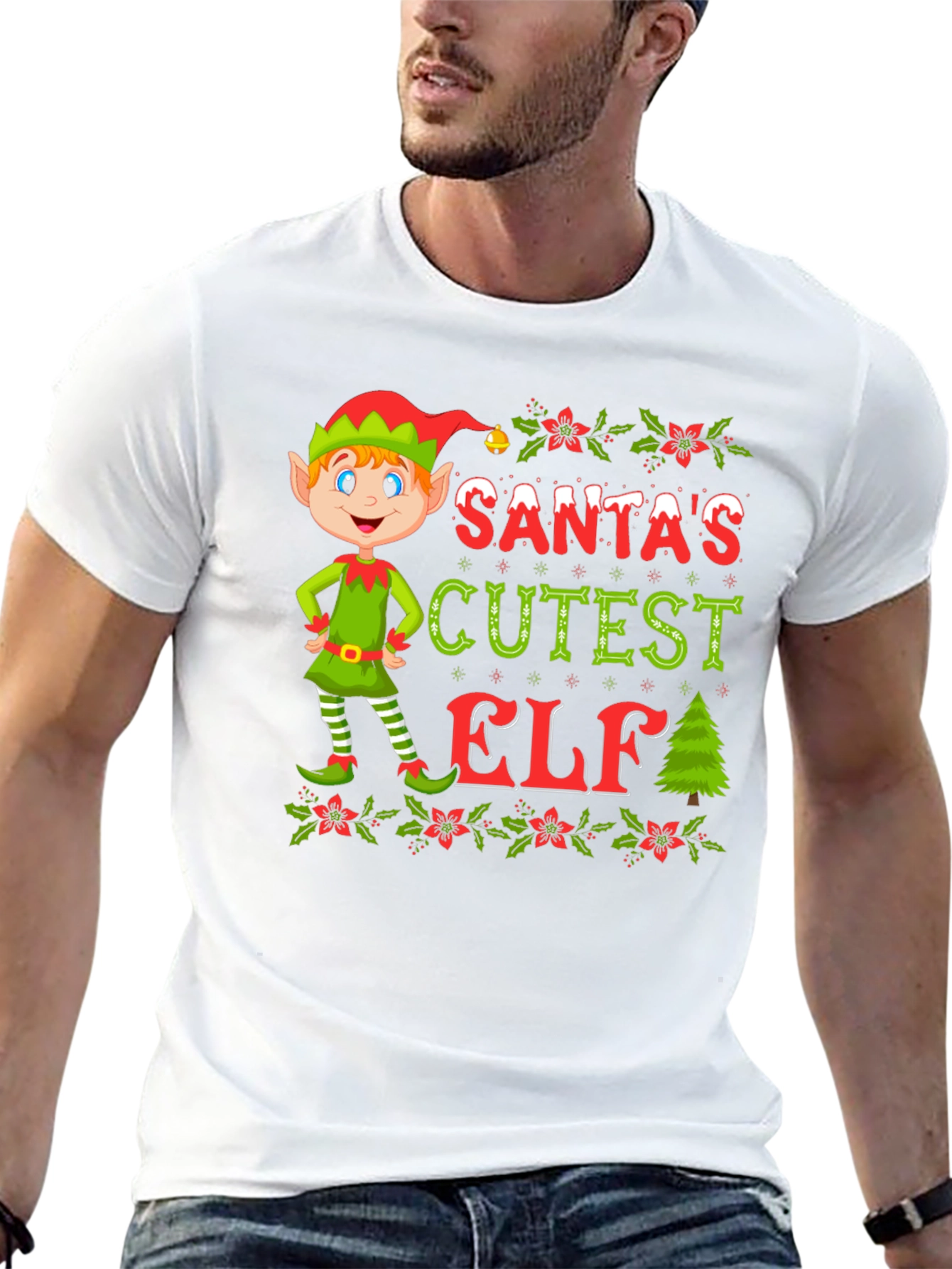 Santas Cutest Elf Christmas T-Shirt
