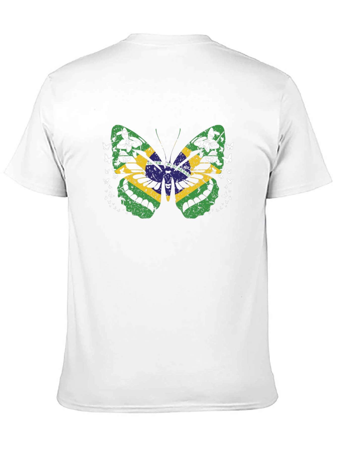 Brazil Flag Butterfly Graphic Tee - Black