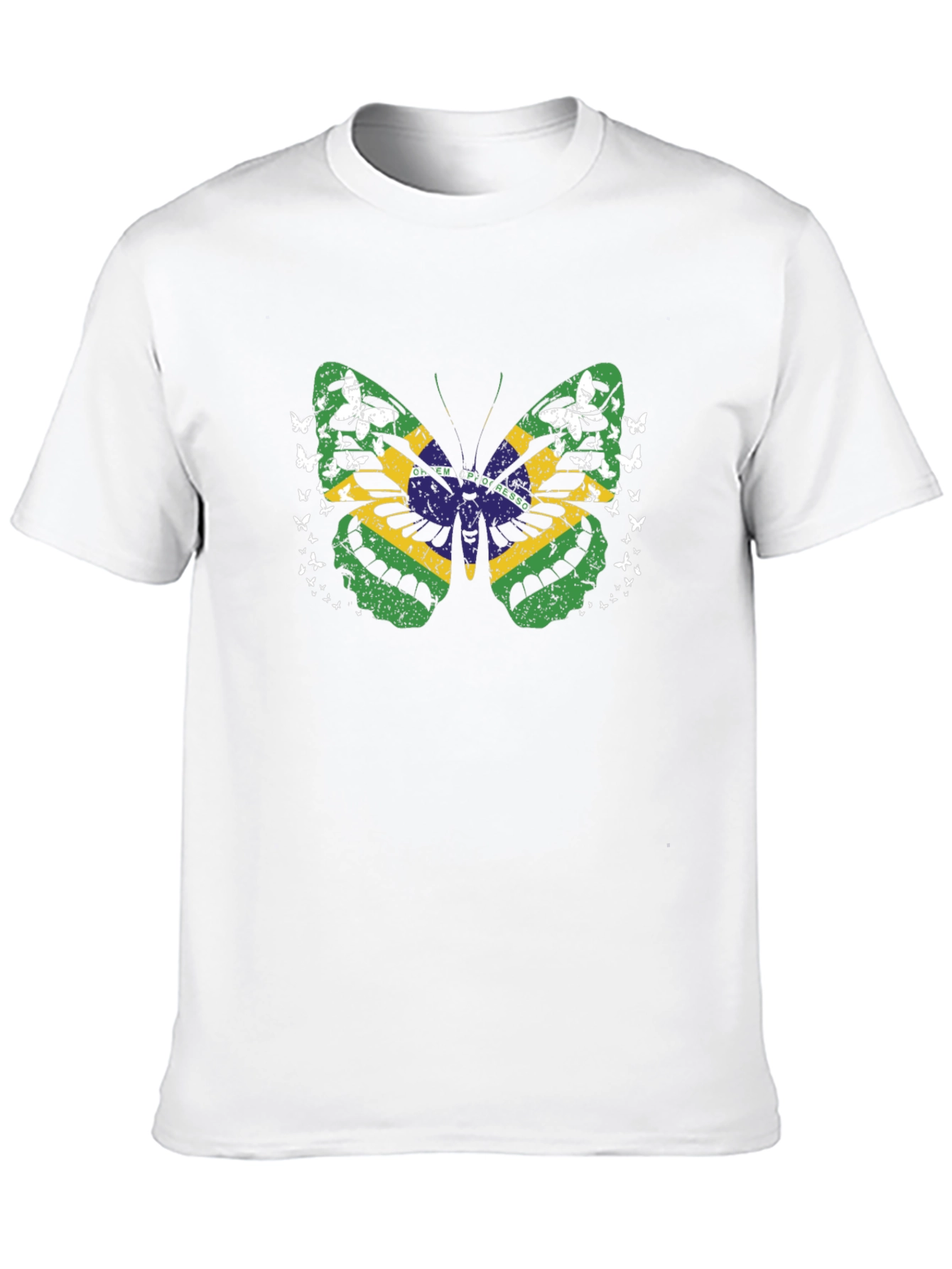 Brazil Flag Butterfly Graphic Tee - Black