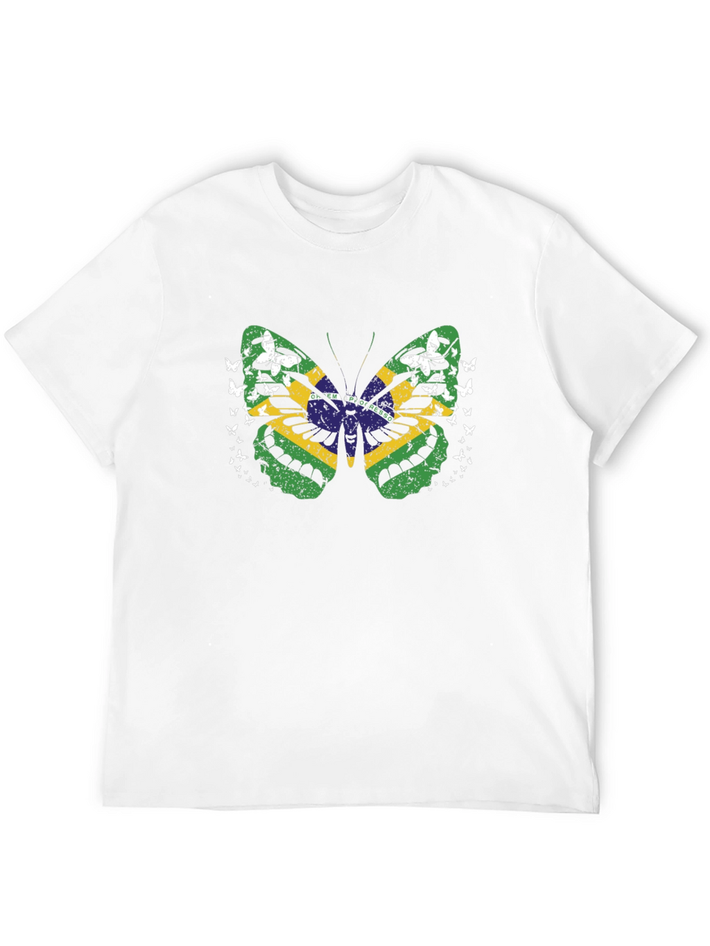 Brazil Flag Butterfly Graphic Tee - Black