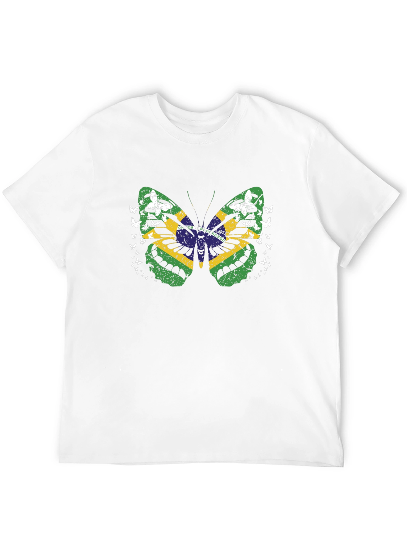 Brazil Flag Butterfly Graphic Tee - Black
