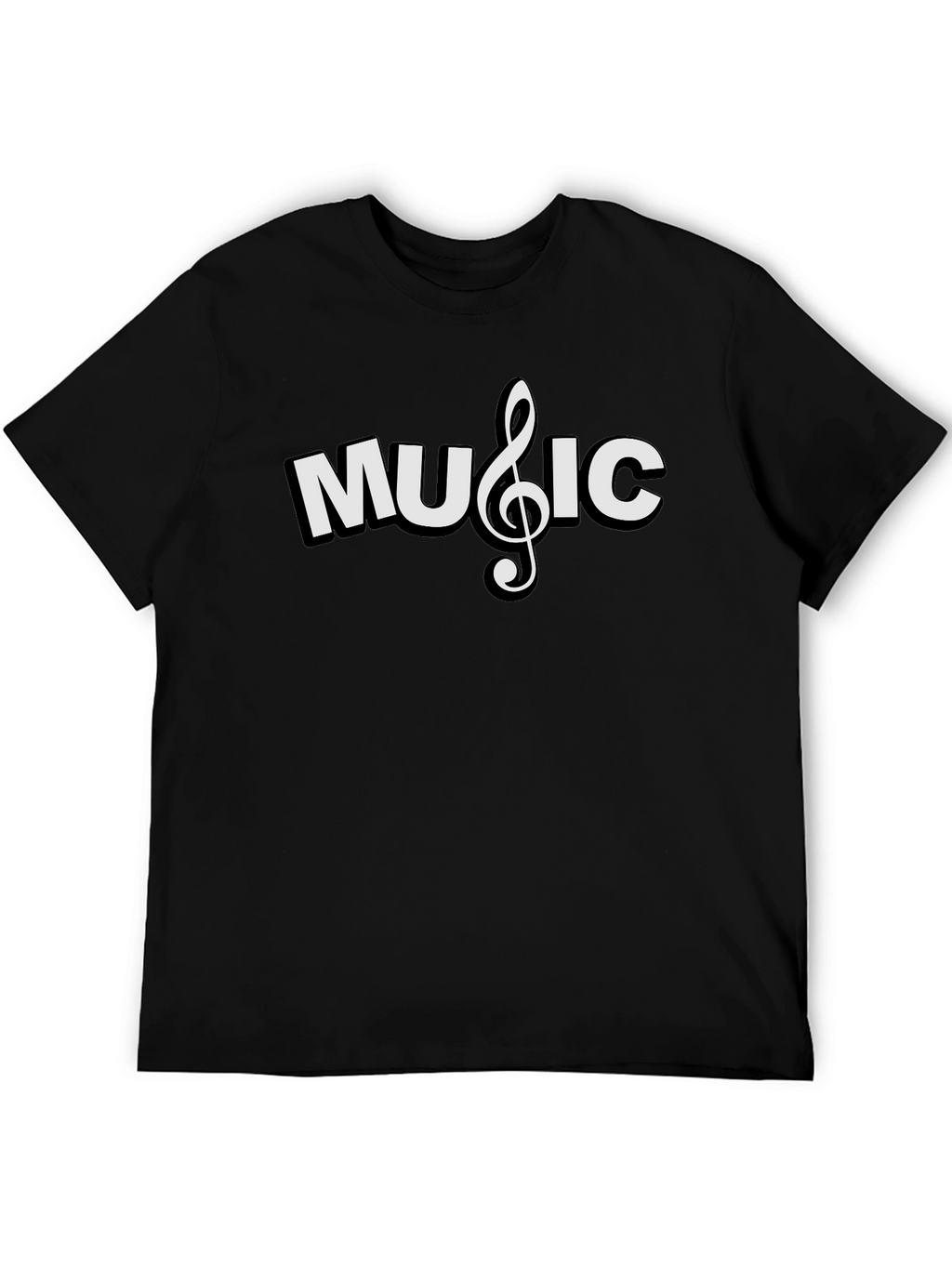 Music Note Graphic T-Shirt - Black