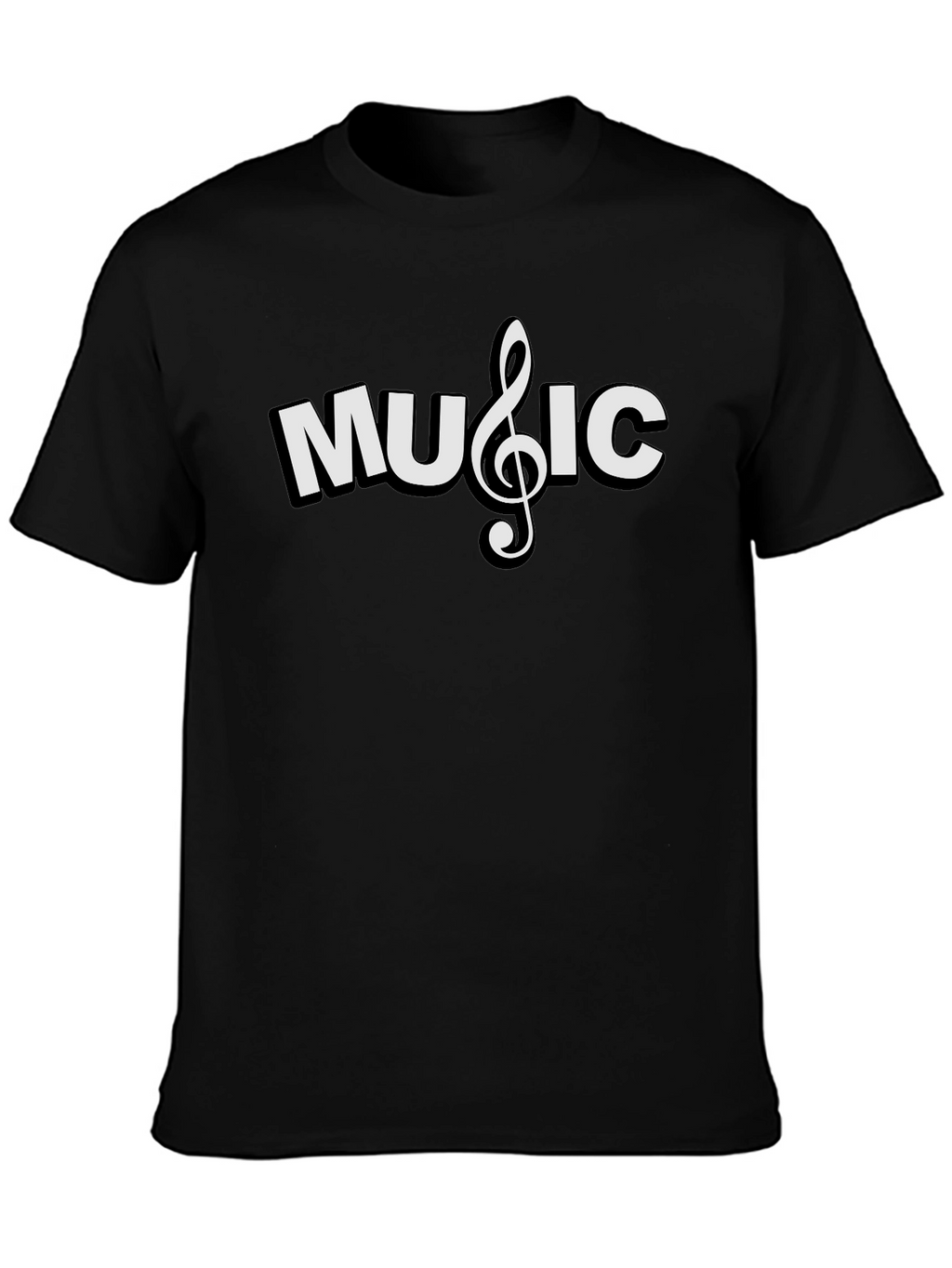 Music Note Graphic T-Shirt - Black