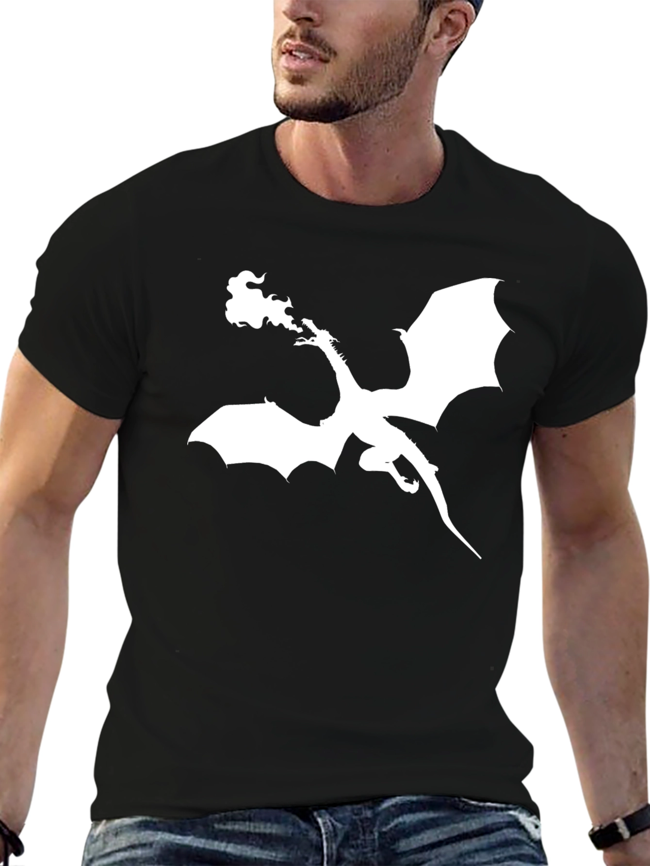 Dragon Graphic Tee - Black Cotton T-Shirt