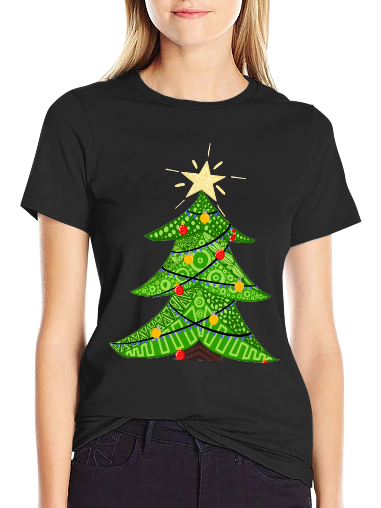 Festive Christmas Tree Graphic Tee - Holiday Apparel