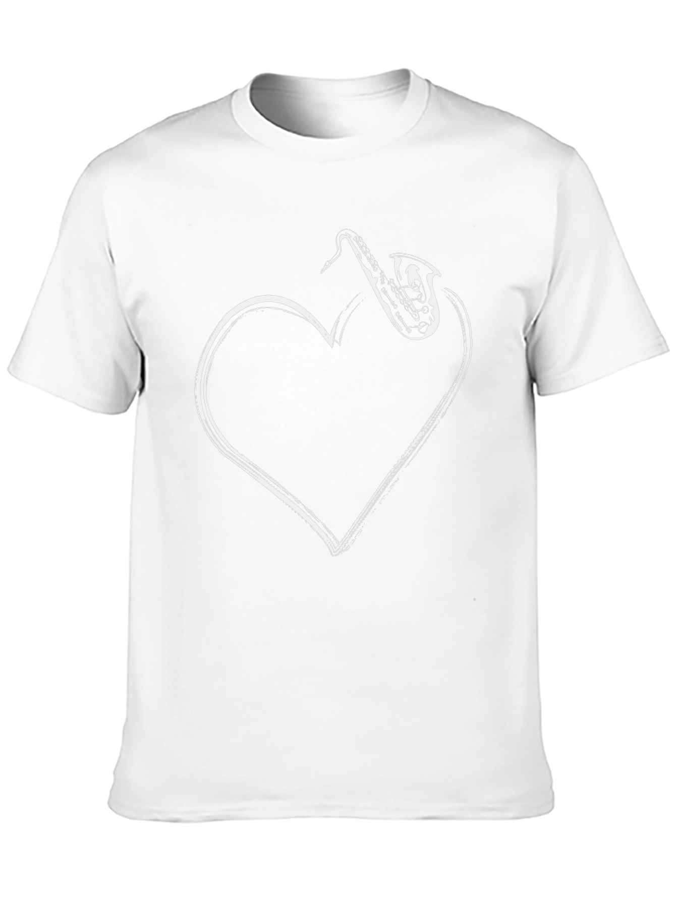 Saxophone Heart Graphic Black T-Shirt
