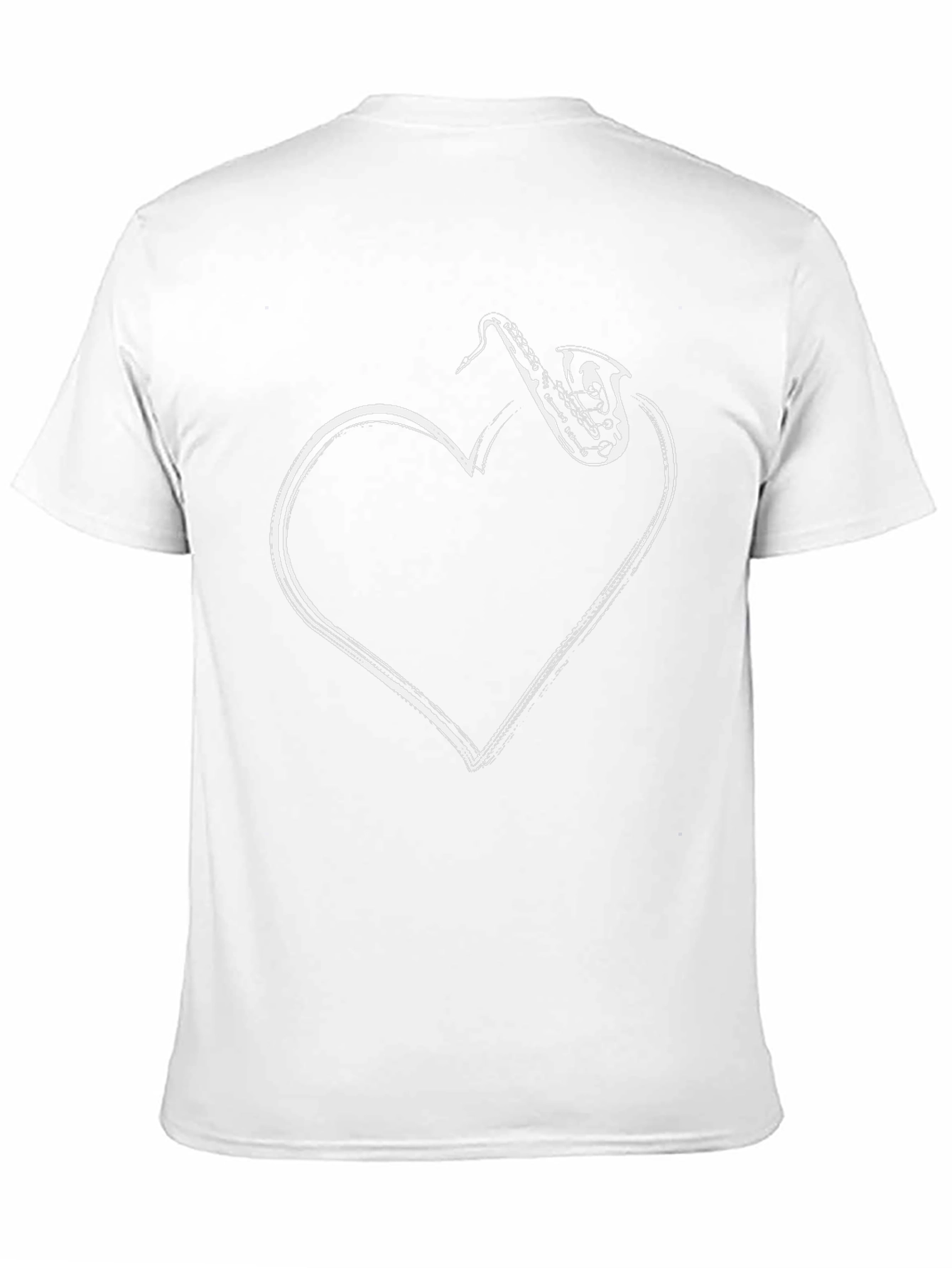 Saxophone Heart Graphic Black T-Shirt