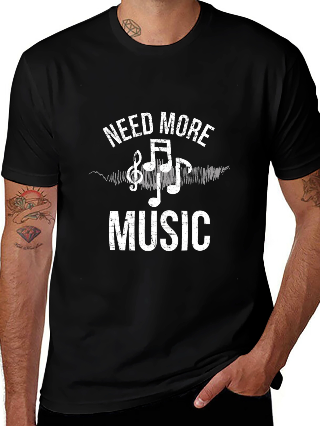 Need More Music Graphic T-Shirt - Casual Wear