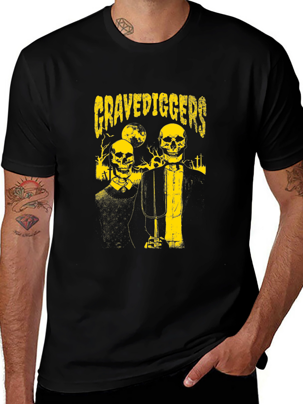 Gravediggers Graphic Print Black T-Shirt